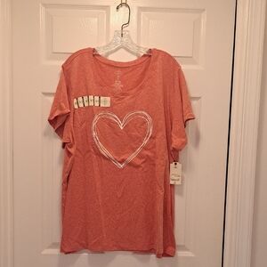 St. John's Bay Orange Short Sleeve Tee with Heart Design